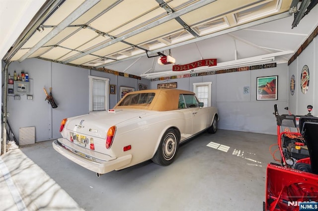 garage with a garage door opener