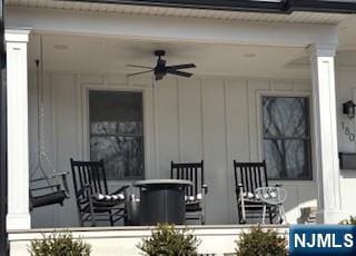 view of patio / terrace featuring a ceiling fan