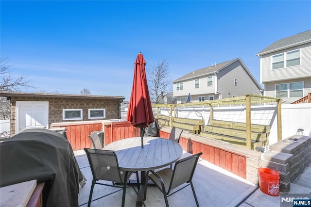 view of patio / terrace featuring grilling area and outdoor dining space