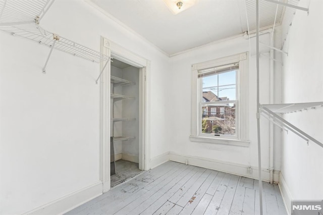 walk in closet with light wood-style flooring