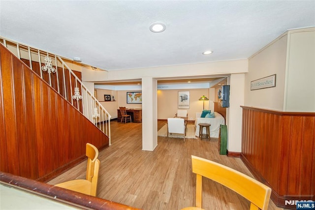 interior space with recessed lighting and wood finished floors