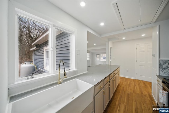 kitchen featuring recessed lighting and light wood-type flooring