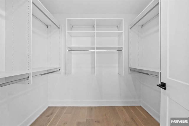 spacious closet with light wood-style flooring