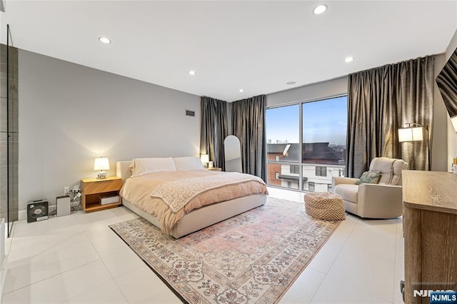 bedroom featuring recessed lighting and visible vents