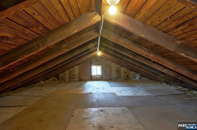 view of unfinished attic