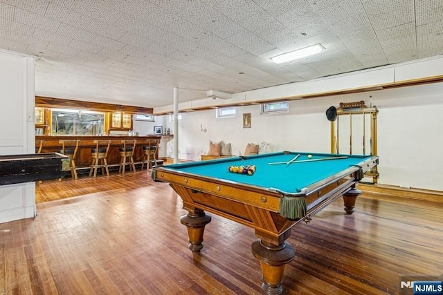 274 Ridgewood, Glen Ridge, NJ 07028 - rec room with a dry bar, hardwood / wood-style floors, and billiards table
