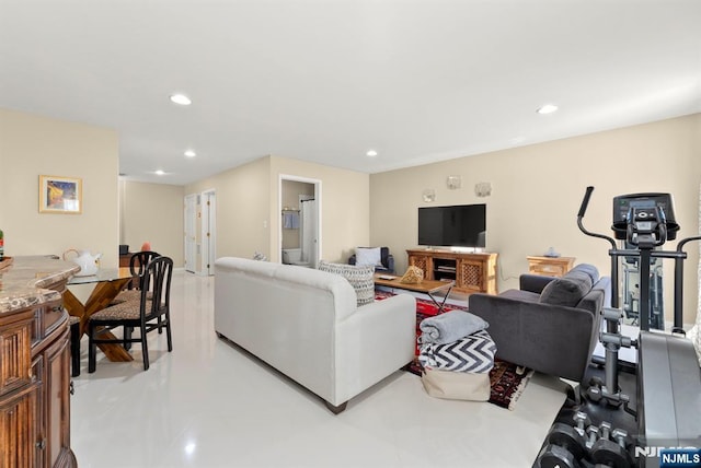 living area featuring recessed lighting