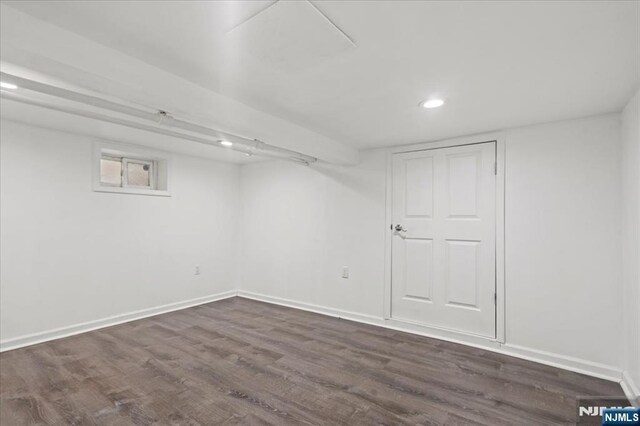 627 Montgomery, Elizabeth, NJ 07202 - basement featuring dark wood finished floors, recessed lighting, and baseboards