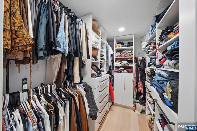 spacious closet with light wood-style flooring
