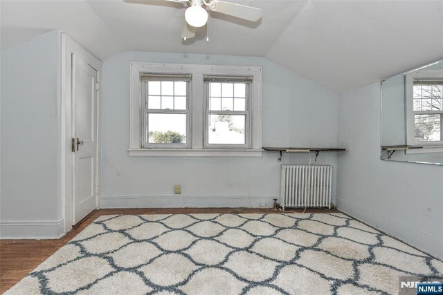 33 Bergen Ave, Waldwick, NJ 07463 - bonus room with plenty of natural light, radiator heating unit, a ceiling fan, and vaulted ceiling