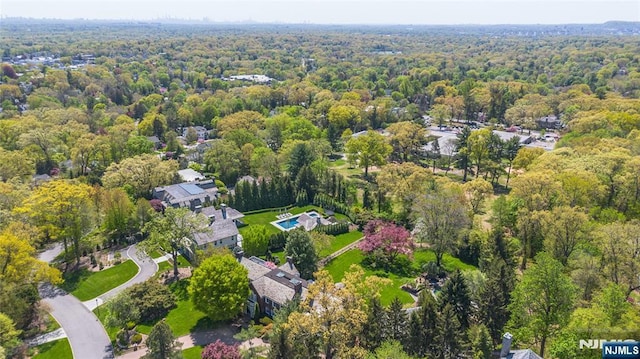 bird's eye view with a view of trees