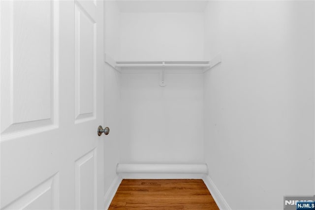 walk in closet featuring wood finished floors
