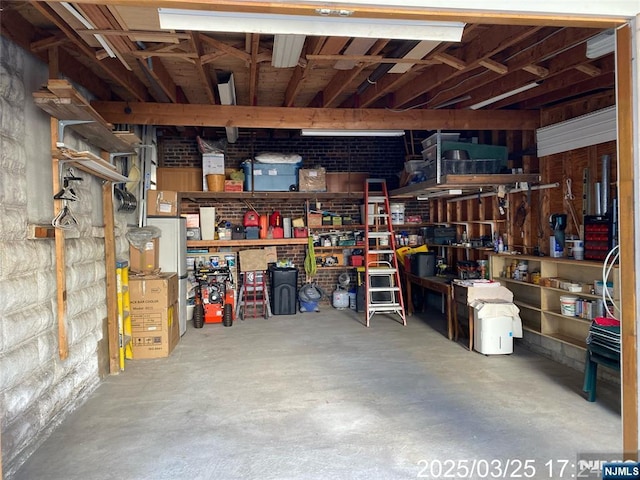 garage featuring a workshop area