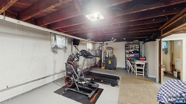 workout area with water heater