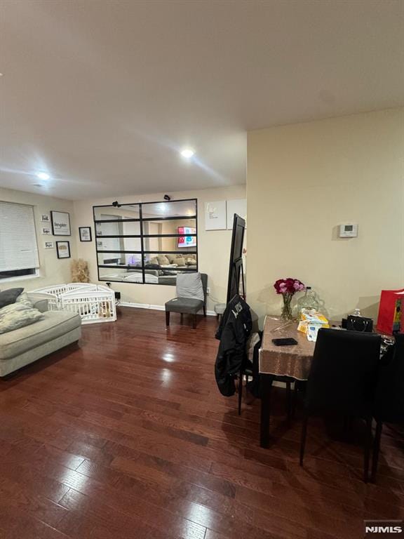living area featuring hardwood / wood-style flooring