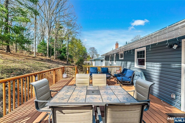 55 N Hillside Ave, Roxbury Township, NJ 07847 - wooden deck featuring outdoor dining area