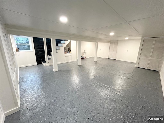 126 Closter Dock Rd, Closter, NJ 07624 - below grade area featuring stairway and baseboards