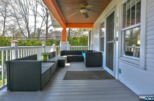 279 Boonton Ave, Butler Borough, NJ 07405 - deck with an outdoor living space and ceiling fan