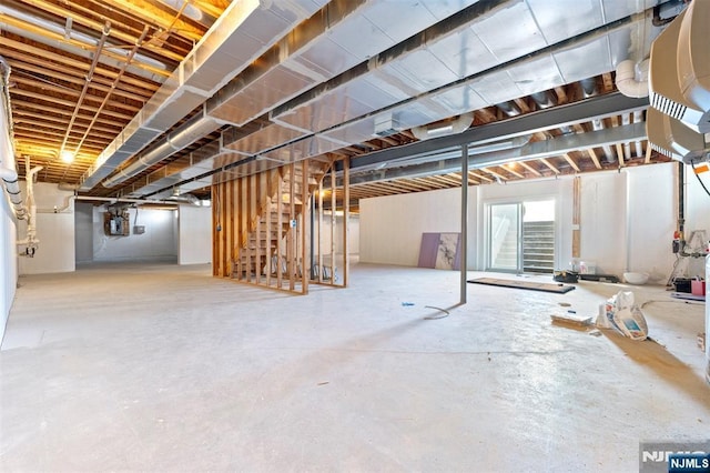 below grade area featuring stairs