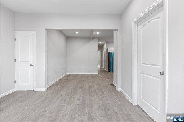 1457 67th St, North Bergen, NJ 07047 - spare room featuring baseboards, light wood finished floors, and recessed lighting