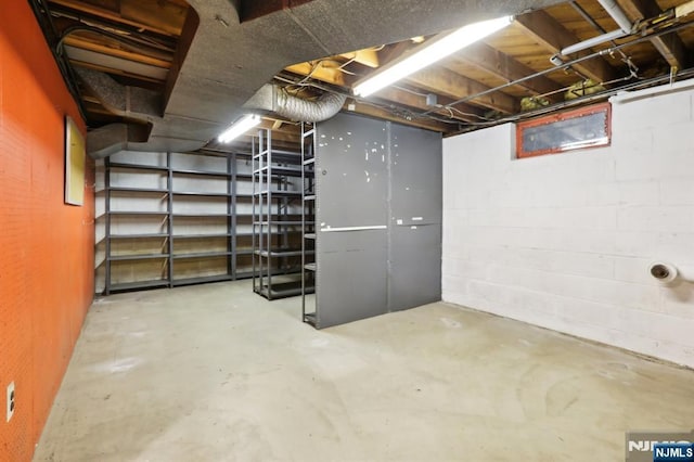 view of unfinished basement