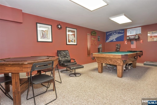 9 Peach Hill Ct, Ramsey, NJ 07446 - playroom with billiards, carpet, and a wall mounted air conditioner