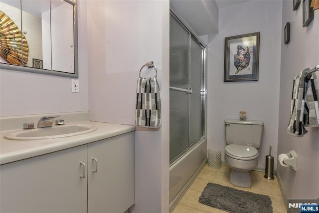 9 Peach Hill Ct, Ramsey, NJ 07446 - full bathroom with toilet, tile patterned floors, vanity, and enclosed tub / shower combo