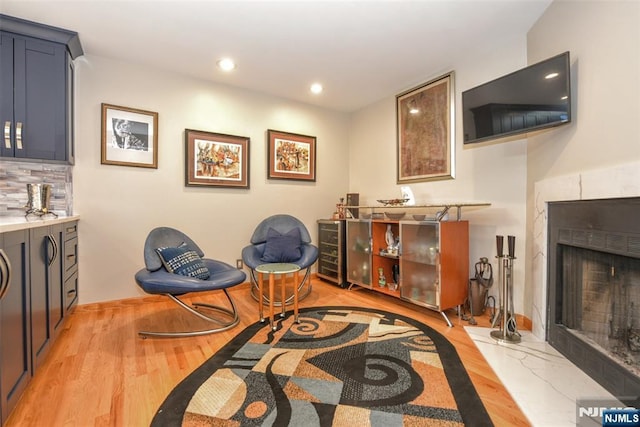 9 Peach Hill Ct, Ramsey, NJ 07446 - sitting room with recessed lighting and a premium fireplace