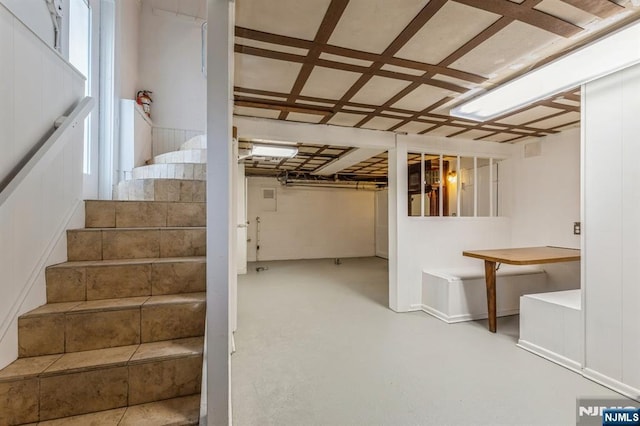 below grade area featuring stairs