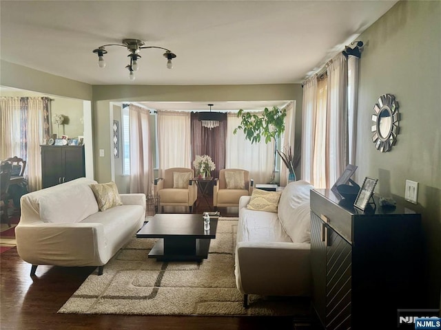 living area with wood finished floors