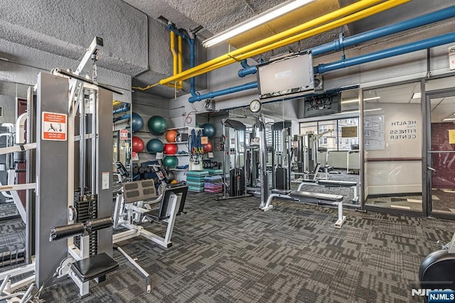2150 Center Ave Unit 19A, Fort Lee, NJ 07024 - workout area featuring carpet flooring