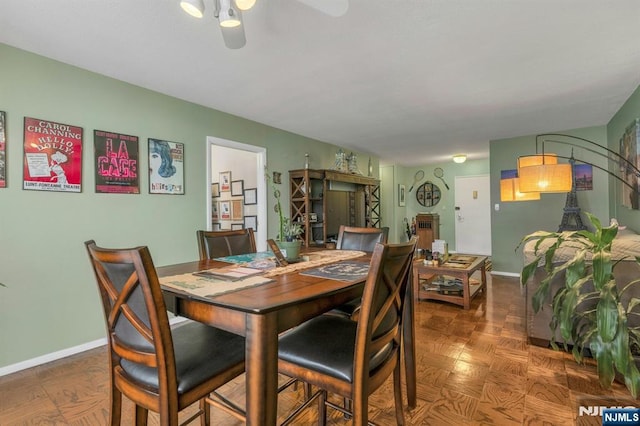 2150 Center Ave Unit 19A, Fort Lee, NJ 07024 - dining space featuring ceiling fan and baseboards