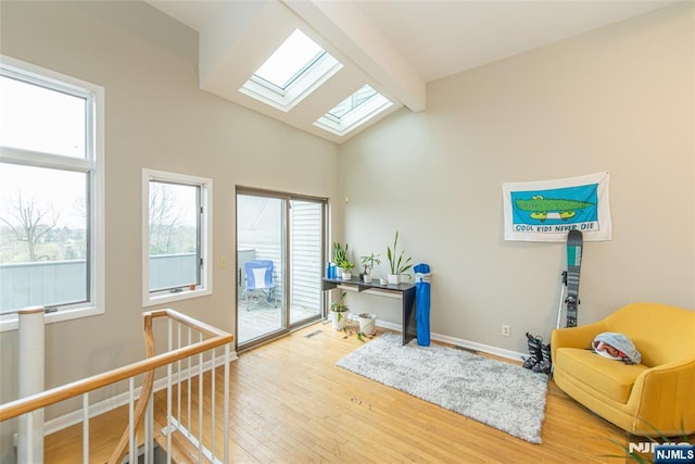 79 Adams Ter Unit 79, Clifton, NJ 07013 - office area with vaulted ceiling with skylight, wood finished floors, and baseboards