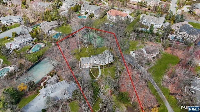 aerial view featuring a residential view