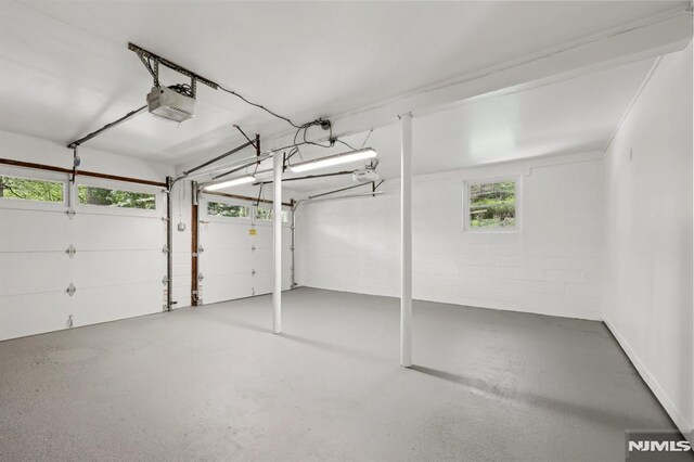 garage with a garage door opener