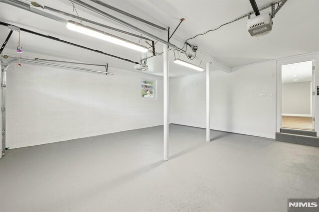garage with a garage door opener