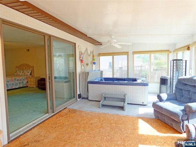 112 Heatherington Ct, Lacey, NJ 08734 - sunroom with a jacuzzi and ceiling fan