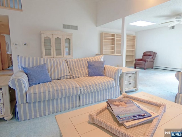 112 Heatherington Ct, Lacey, NJ 08734 - living room with a ceiling fan, carpet, and visible vents