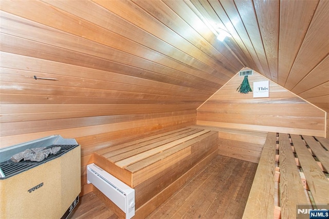 view of sauna / steam room with wood-type flooring