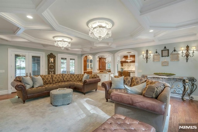 22 Nottingham Ct, Ringwood, NJ 07456 - building lobby with coffered ceiling, crown molding, and recessed lighting