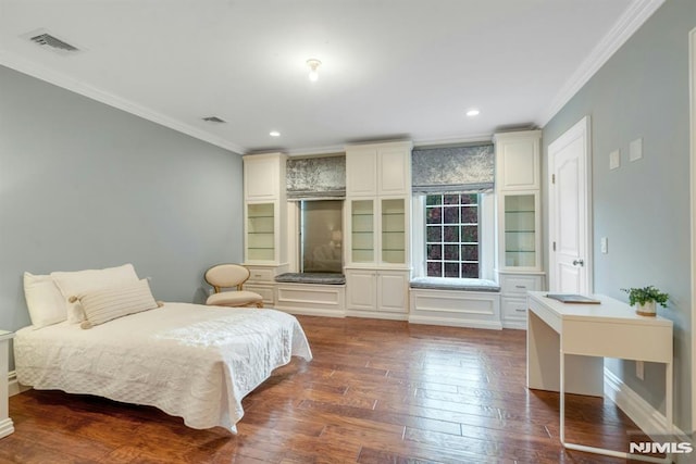 22 Nottingham Ct, Ringwood, NJ 07456 - bedroom with crown molding, dark wood-style floors, recessed lighting, and baseboards