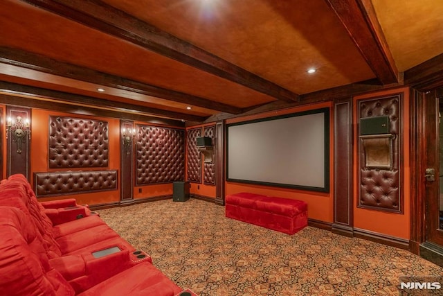 22 Nottingham Ct, Ringwood, NJ 07456 - carpeted cinema featuring beamed ceiling and recessed lighting