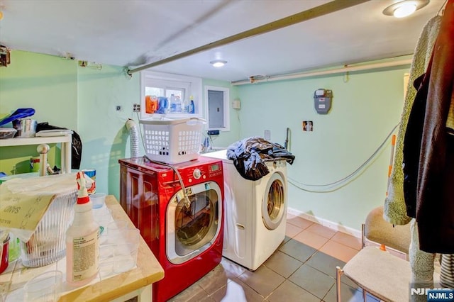 27 Donaldson Ave, Rutherford, NJ 07070 - washroom featuring tile patterned flooring, laundry area, washing machine and dryer, electric panel, and baseboards
