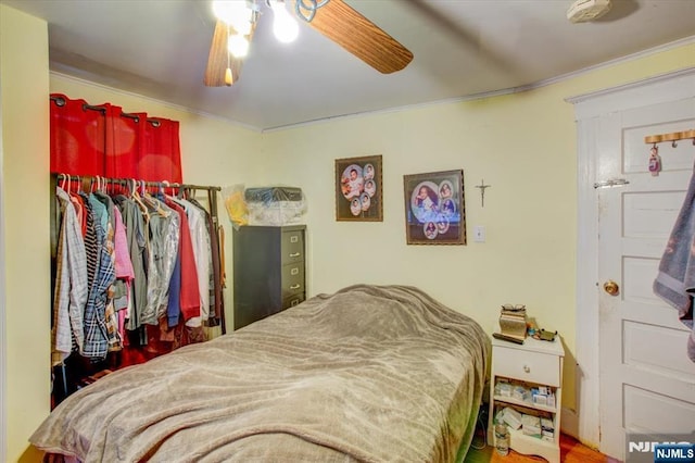 27 Donaldson Ave, Rutherford, NJ 07070 - bedroom with a ceiling fan, crown molding, and wood finished floors