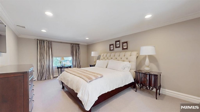 19 Merrill Dr, Mahwah, NJ 07430 - bedroom featuring light carpet, recessed lighting, ornamental molding, and baseboards