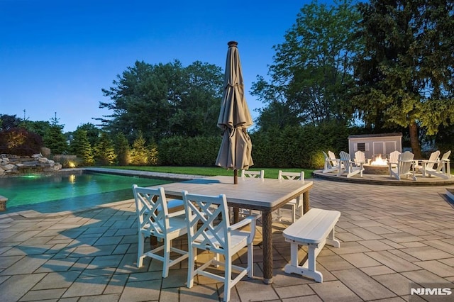 19 Merrill Dr, Mahwah, NJ 07430 - swimming pool featuring an outdoor fire pit, a patio, and outdoor dining space