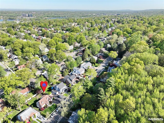 aerial view with a residential view and a forest view