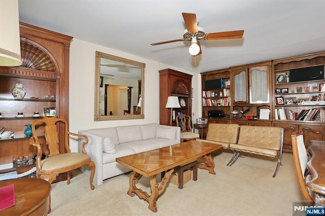 311 Grand Ave Unit 23, Englewood, NJ 07631 - carpeted living area featuring a ceiling fan