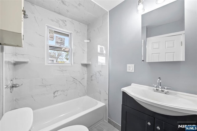 85 Anderson Ave, Wallington, NJ 07057 - full bath featuring toilet, vanity, shower / tub combination, and baseboards