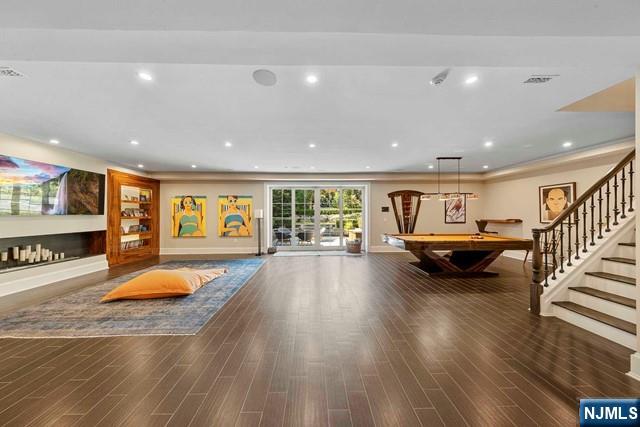 354 Hardenburgh Ave, Demarest, NJ 07627 - game room with pool table, wood finished floors, baseboards, and recessed lighting